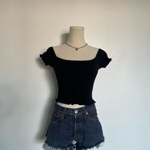 Black PacSun Me to We square neck crop top